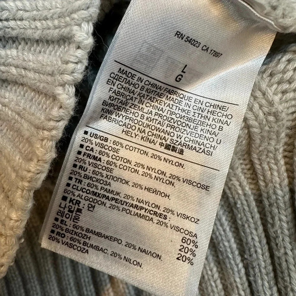 Banana Republic | Light Grey Cotton Blend Heavy Weight Turtleneck Sweater Size L - Picture 9 of 10